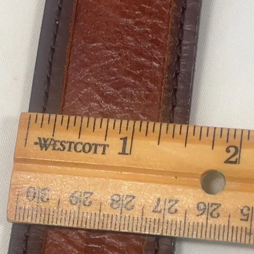 Columbia Belt Brown Leather with Dark Brown Trim Western Med 34-36 Metal Buckle